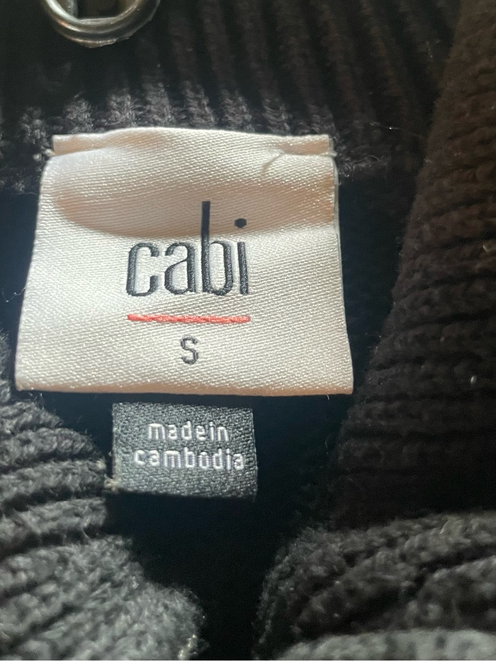 Cabi Striped Zip-Up Sweater Jacket in Beige and Black - Picture 3 of 3